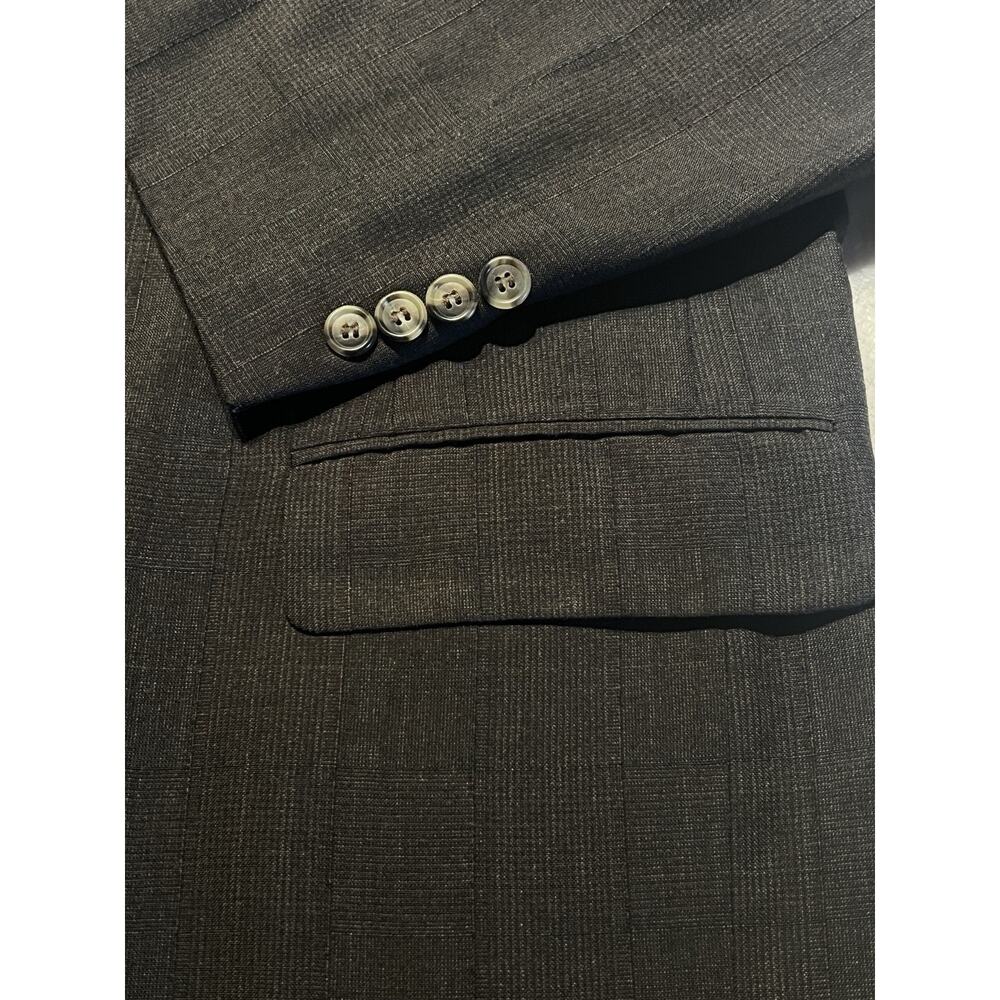 Vtg Hart Marx x Barrister 44L Brown Gray Tonal Ghost Glen Plaid Blazer Jacket - Picture 8 of 15
